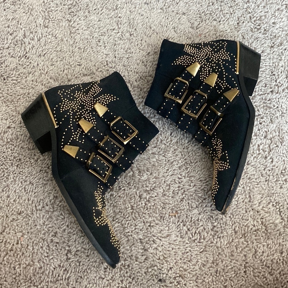 Chloe Susanna Boots – Navy Blue Suede Ankle Boots – Size 37.5